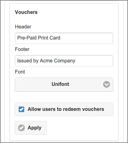 Admin Web App: Options - Financial - Vouchers