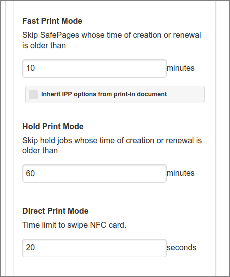 Admin Web App: Options - Proxy Print Modes